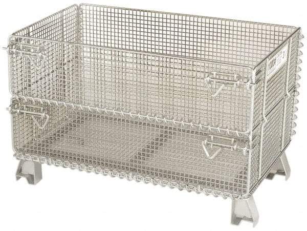Nashville Wire - 32" Long x 20" Wide x 16" High Steel Basket-Style Bulk Folding Wire Mesh Container - 1,000 Lb. Load Capacity - USA Tool & Supply