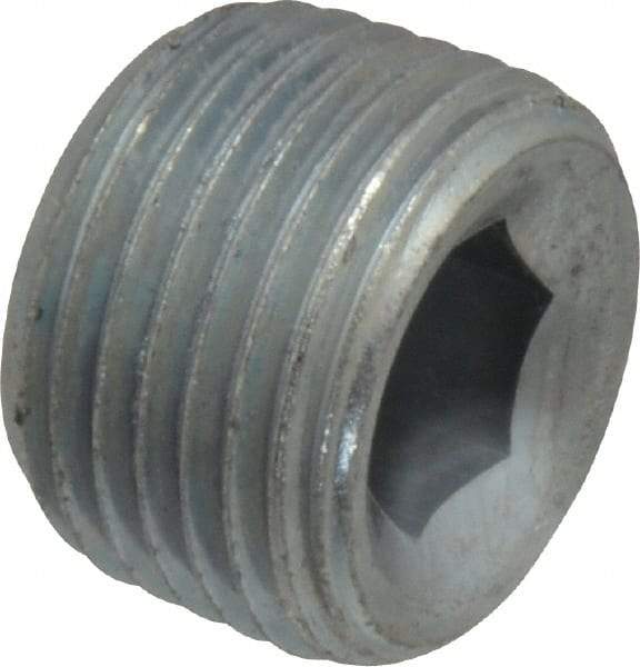 Parker - 3/8 Male Thread, Zinc Plated Steel Industrial Pipe Hollow Hex Plug - MNPTF, 6,000 psi - USA Tool & Supply