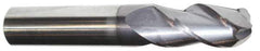 Accupro - 7/16" Diam, 3" LOC, 3 Flute Solid Carbide Ball End Mill - AlTiN Finish, Single End, 6" OAL, 7/16" Shank Diam, Spiral Flute - USA Tool & Supply