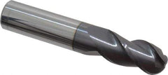 Accupro - 5/8" Diam, 1-1/4" LOC, 3 Flute Solid Carbide Ball End Mill - AlTiN Finish, Single End, 3-1/2" OAL, 5/8" Shank Diam, Spiral Flute - USA Tool & Supply