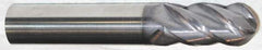 Accupro - 1" Diam, 1-3/4" LOC, 4 Flute Solid Carbide Ball End Mill - AlTiN Finish, Single End, 4" OAL, 1" Shank Diam, Spiral Flute - USA Tool & Supply