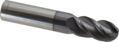 Accupro - 5/8" Diam, 1-1/4" LOC, 4 Flute Solid Carbide Ball End Mill - AlTiN Finish, Single End, 3-1/2" OAL, 5/8" Shank Diam, Spiral Flute - USA Tool & Supply