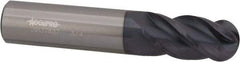 Accupro - 1/4" Diam, 1-1/2" LOC, 4 Flute Solid Carbide Ball End Mill - nACRo Finish, Single End, 4" OAL, 1/4" Shank Diam, Spiral Flute - USA Tool & Supply