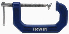 Irwin - Regular-Duty 5" Max Opening, 3-1/4" Throat Depth, Cast Iron Standard C-Clamp - 1,500 Lb Capacity, 0" Min Opening, Standard Throat Depth - USA Tool & Supply