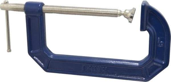 Irwin - Regular-Duty 6" Max Opening, 3-1/2" Throat Depth, Cast Iron Standard C-Clamp - 1,500 Lb Capacity, 0" Min Opening, Standard Throat Depth - USA Tool & Supply