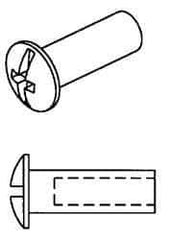 Made in USA - #10-24 Thread Barrel, Slotted/Phillips Drive, Stainless Steel Sex Bolt & Binding Post - 1/4" Long Barrel, Grade 18-8 - USA Tool & Supply