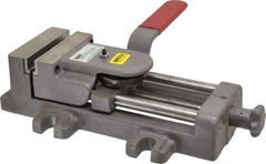 Heinrich - 4" Jaw Opening Capacity x 1-3/8" Throat Depth, Horizontal Drill Press Vise - 4" Wide x 1-3/8" High Jaw, Stationary Base, Standard Speed, 11-3/4" OAL - USA Tool & Supply