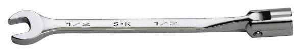 SK - 7/16" 12 Point Flexhead Combination Wrench - 7" OAL, Steel, Chrome Finish - USA Tool & Supply