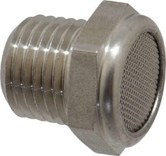 Legris - 1/4 Male NPT, 17mm Hex, Exhaust Muffler - 175 Max psi, 108 Decibel Rating, Stainless Steel - USA Tool & Supply