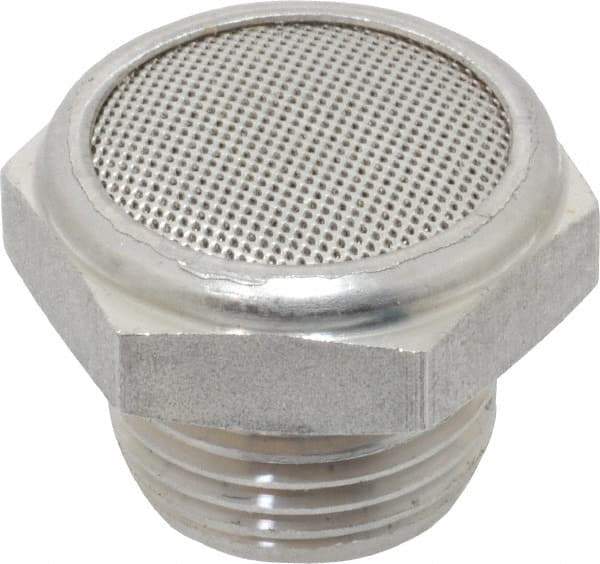 Legris - 3/8 Male NPT, 22mm Hex, Exhaust Muffler - 175 Max psi, 108 Decibel Rating, Stainless Steel - USA Tool & Supply