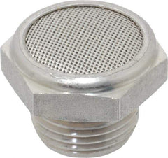 Legris - 3/8 Male NPT, 22mm Hex, Exhaust Muffler - 175 Max psi, 108 Decibel Rating, Stainless Steel - USA Tool & Supply