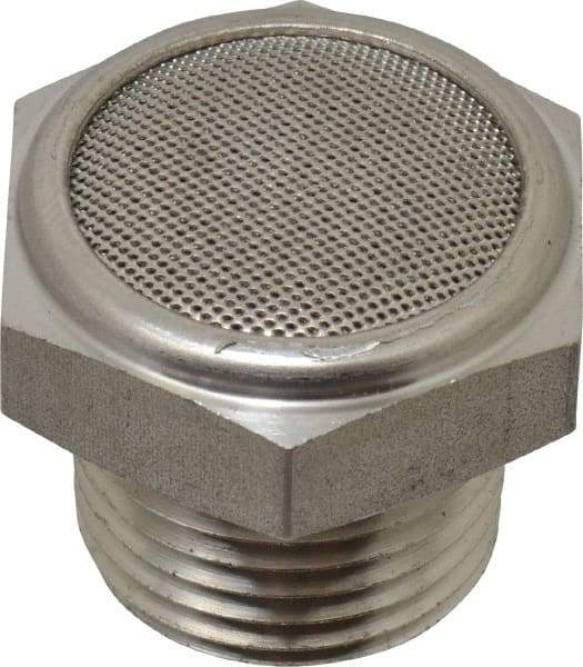Legris - 1/2 Male NPT, 27mm Hex, Exhaust Muffler - 175 Max psi, 108 Decibel Rating, Stainless Steel - USA Tool & Supply
