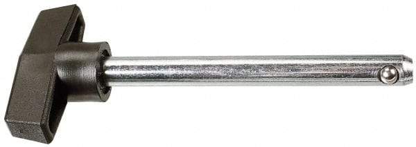 Value Collection - 1/4" Diam, 3-1/4" Usable Length, T Handle, Quick Release Pin - 3-1/4" OAL, Grade C1010/C1022 Steel, Zinc-Plated Finish - USA Tool & Supply