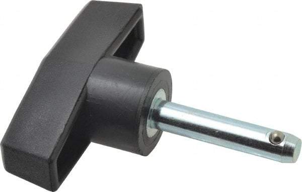 Value Collection - 1/4" Diam, 1-1/4" Usable Length, T Handle, Quick Release Pin - 1-1/4" OAL, Grade C1010/C1022 Steel, Zinc-Plated Finish - USA Tool & Supply