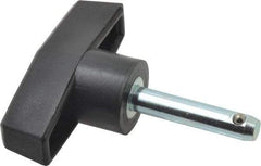 Value Collection - 1/4" Diam, 1-1/4" Usable Length, T Handle, Quick Release Pin - 1-1/4" OAL, Grade C1010/C1022 Steel, Zinc-Plated Finish - USA Tool & Supply