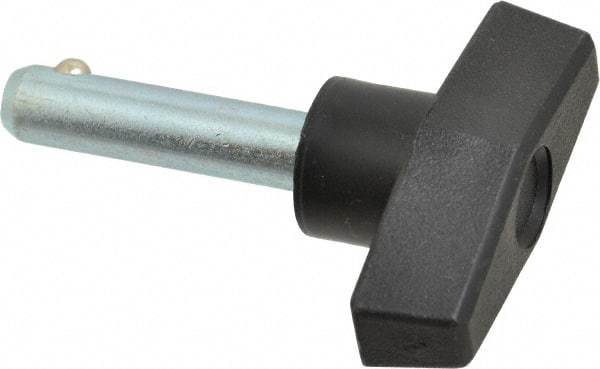 Value Collection - 3/8" Diam, 1-1/2" Usable Length, T Handle, Quick Release Pin - 2-3/8" OAL, Grade C1010/C1022 Steel, Zinc-Plated Finish - USA Tool & Supply