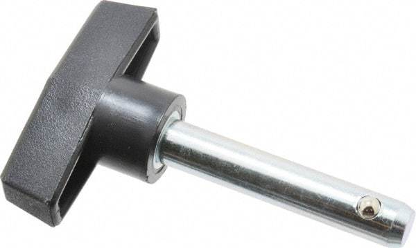 Value Collection - 3/8" Diam, 2" Usable Length, T Handle, Quick Release Pin - 2-7/8" OAL, Grade C1010/C1022 Steel, Zinc-Plated Finish - USA Tool & Supply