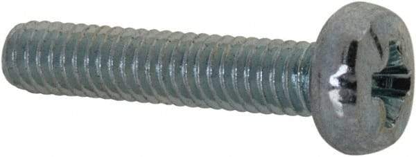 Value Collection - M2.5x0.45, 12mm Length Under Head Phillips Drive Machine Screw - Pan Head, Grade 4.8 Steel, Zinc-Plated Finish, Without Washer - USA Tool & Supply