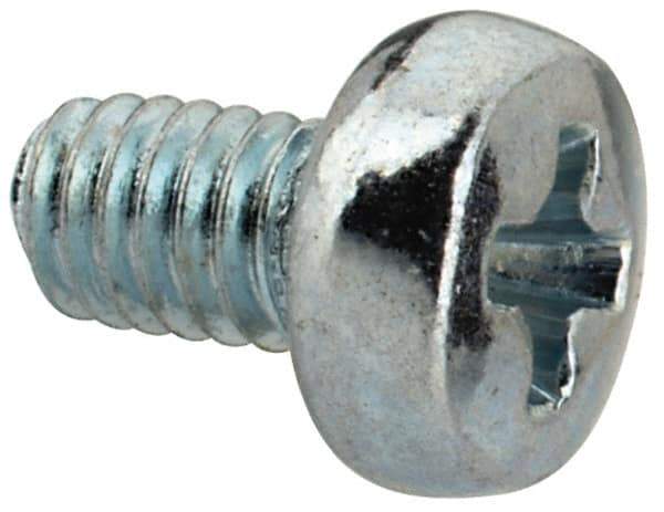 Value Collection - M2.5x0.45, 4mm Length Under Head Phillips Drive Machine Screw - Pan Head, Grade 4.8 Steel, Zinc-Plated Finish, Without Washer - USA Tool & Supply