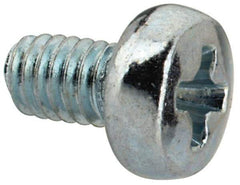 Value Collection - M2.5x0.45, 4mm Length Under Head Phillips Drive Machine Screw - Pan Head, Grade 4.8 Steel, Zinc-Plated Finish, Without Washer - USA Tool & Supply