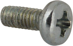 Value Collection - M2.5x0.45, 6mm Length Under Head Phillips Drive Machine Screw - Pan Head, Grade 4.8 Steel, Zinc-Plated Finish, Without Washer - USA Tool & Supply