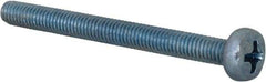 Value Collection - M4x0.70, 45mm Length Under Head Phillips Drive Machine Screw - Pan Head, Grade 4.8 Steel, Zinc-Plated Finish, Without Washer - USA Tool & Supply