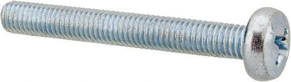 Value Collection - M5x0.80, 40mm Length Under Head Phillips Drive Machine Screw - Pan Head, Grade 4.8 Steel, Zinc-Plated Finish, Without Washer - USA Tool & Supply