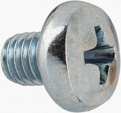 Value Collection - M5x0.80, 6mm Length Under Head Phillips Drive Machine Screw - Pan Head, Grade 4.8 Steel, Zinc-Plated Finish, Without Washer - USA Tool & Supply