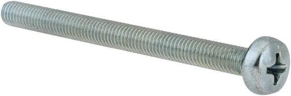 Value Collection - M5x0.80, 60mm Length Under Head Phillips Drive Machine Screw - Pan Head, Grade 4.8 Steel, Zinc-Plated Finish, Without Washer - USA Tool & Supply