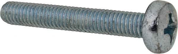 Value Collection - M6x1.00, 40mm Length Under Head Phillips Drive Machine Screw - Pan Head, Grade 4.8 Steel, Zinc-Plated Finish, Without Washer - USA Tool & Supply