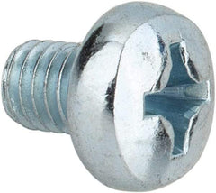 Value Collection - M6x1.00, 8mm Length Under Head Phillips Drive Machine Screw - Pan Head, Grade 4.8 Steel, Zinc-Plated Finish, Without Washer - USA Tool & Supply