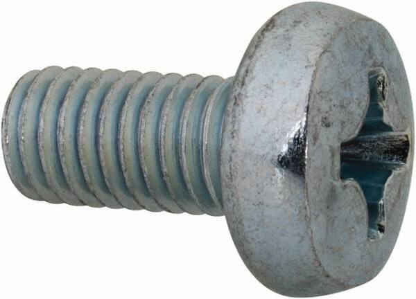 Value Collection - M8x1.25, 16mm Length Under Head Phillips Drive Machine Screw - Pan Head, Grade 4.8 Steel, Zinc-Plated Finish, Without Washer - USA Tool & Supply