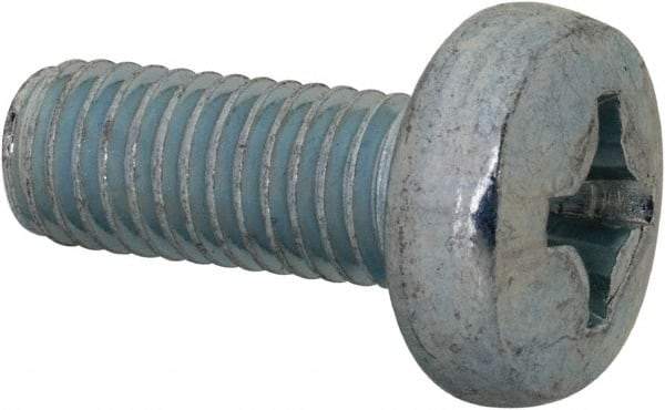Value Collection - M8x1.25, 20mm Length Under Head Phillips Drive Machine Screw - Pan Head, Grade 4.8 Steel, Zinc-Plated Finish, Without Washer - USA Tool & Supply