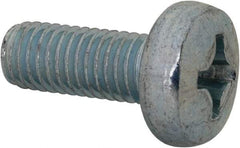 Value Collection - M8x1.25, 20mm Length Under Head Phillips Drive Machine Screw - Pan Head, Grade 4.8 Steel, Zinc-Plated Finish, Without Washer - USA Tool & Supply