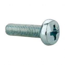 Value Collection - M8x1.25, 30mm Length Under Head Phillips Drive Machine Screw - Pan Head, Grade 4.8 Steel, Zinc-Plated Finish, Without Washer - USA Tool & Supply