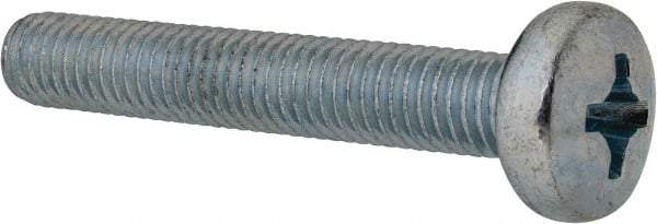 Value Collection - M8x1.25, 50mm Length Under Head Phillips Drive Machine Screw - Pan Head, Grade 4.8 Steel, Zinc-Plated Finish, Without Washer - USA Tool & Supply
