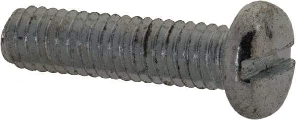 Value Collection - M2.5x0.45, 10mm Length Under Head Slotted Drive Machine Screw - Pan Head, Grade 4.8 Steel, Zinc-Plated Finish, Without Washer - USA Tool & Supply
