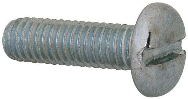 Value Collection - M6x1.00, 20mm Length Under Head Slotted Drive Machine Screw - Pan Head, Grade 4.8 Steel, Zinc-Plated Finish, Without Washer - USA Tool & Supply
