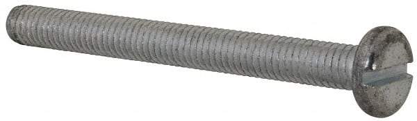 Value Collection - M6x1.00, 60mm Length Under Head Slotted Drive Machine Screw - Pan Head, Grade 4.8 Steel, Zinc-Plated Finish, Without Washer - USA Tool & Supply