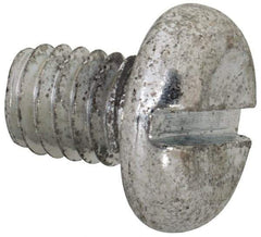 Value Collection - M6x1.00, 8mm Length Under Head Slotted Drive Machine Screw - Pan Head, Grade 4.8 Steel, Zinc-Plated Finish, Without Washer - USA Tool & Supply