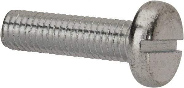 Value Collection - M8x1.25, 30mm Length Under Head Slotted Drive Machine Screw - Pan Head, Grade 4.8 Steel, Zinc-Plated Finish, Without Washer - USA Tool & Supply
