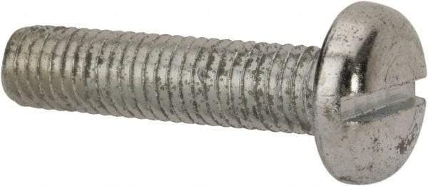 Value Collection - M8x1.25, 35mm Length Under Head Slotted Drive Machine Screw - Pan Head, Grade 4.8 Steel, Zinc-Plated Finish, Without Washer - USA Tool & Supply