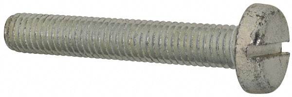 Value Collection - M8x1.25, 50mm Length Under Head Slotted Drive Machine Screw - Pan Head, Grade 4.8 Steel, Zinc-Plated Finish, Without Washer - USA Tool & Supply