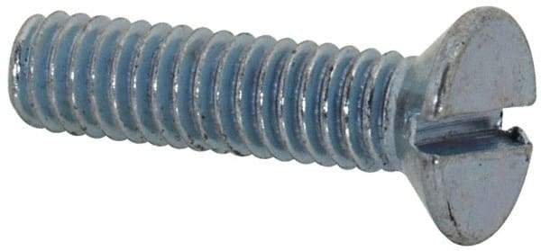 Value Collection - M2.5x0.45, 10mm OAL Slotted Drive Machine Screw - Flat Head, Grade 4.8 Steel, Zinc-Plated Finish, Without Washer - USA Tool & Supply