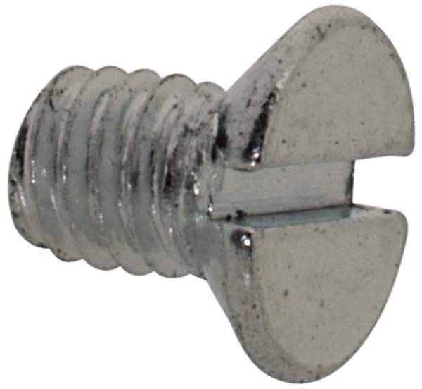 Value Collection - M2.5x0.45, 4mm OAL Slotted Drive Machine Screw - Flat Head, Grade 4.8 Steel, Zinc-Plated Finish, Without Washer - USA Tool & Supply
