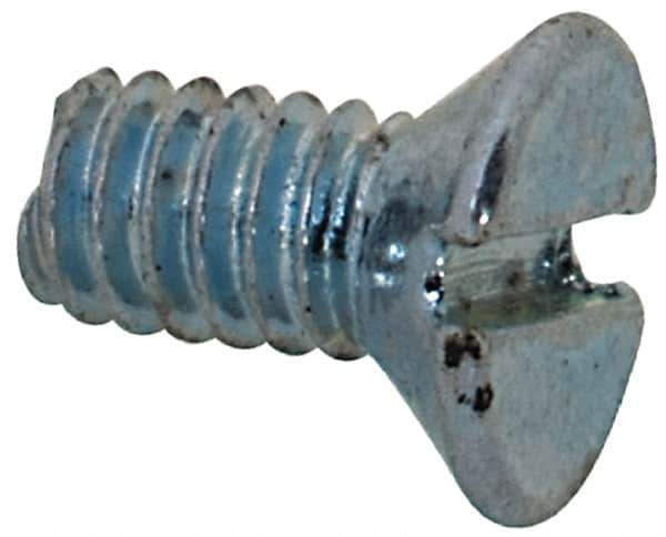 Value Collection - M2x0.40, 4mm OAL Slotted Drive Machine Screw - Flat Head, Grade 4.8 Steel, Zinc-Plated Finish, Without Washer - USA Tool & Supply