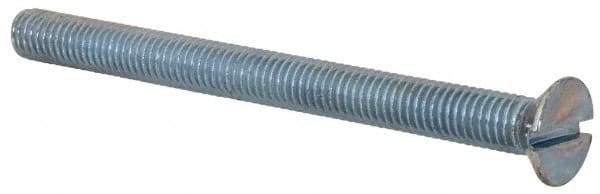 Value Collection - M5x0.80, 60mm OAL Slotted Drive Machine Screw - Flat Head, Grade 4.8 Steel, Zinc-Plated Finish, Without Washer - USA Tool & Supply