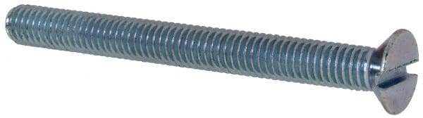 Value Collection - M6x1.00, 60mm OAL Slotted Drive Machine Screw - Flat Head, Grade 4.8 Steel, Zinc-Plated Finish, Without Washer - USA Tool & Supply