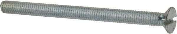 Value Collection - M6x1.00, 80mm OAL Slotted Drive Machine Screw - Flat Head, Grade 4.8 Steel, Zinc-Plated Finish, Without Washer - USA Tool & Supply