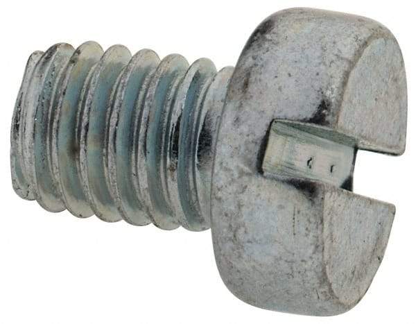 Value Collection - M6x1.00, 8mm Length Under Head Slotted Drive Machine Screw - Cheese Head, Grade 4.8 Steel, Zinc-Plated Finish, Without Washer - USA Tool & Supply